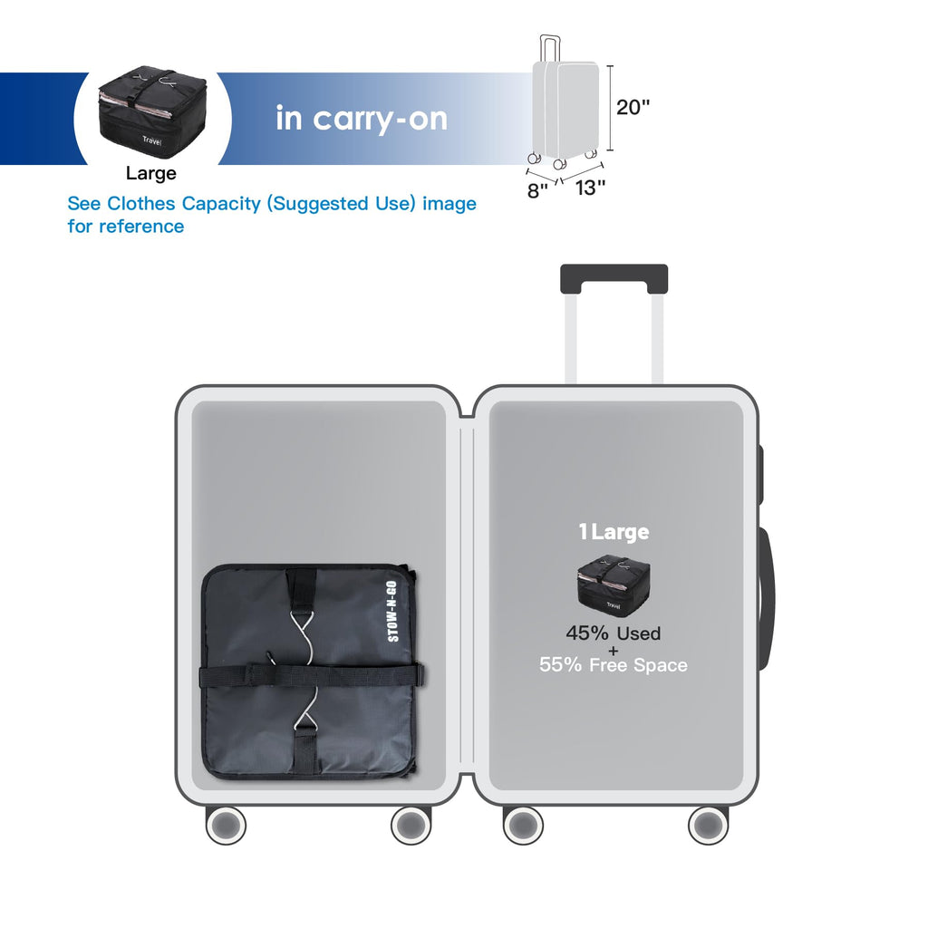Fusion Stow-N-Go Hanging Travel Shelves, Packing Organizer for Luggage. Carry on Closet for Suitcase. Expandable