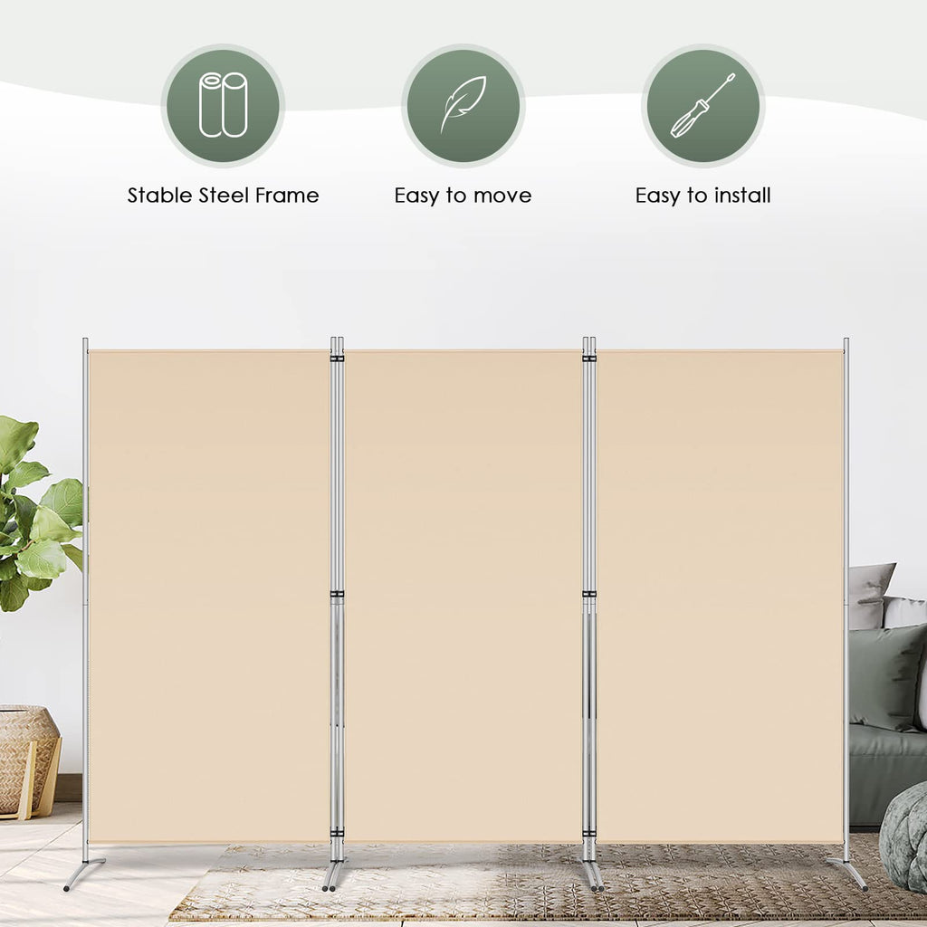3 Panel Room Divider, 6 Ft Tall Folding Privacy Screen Freestanding Room Partition Wall Dividers, 102''W x 20''D x