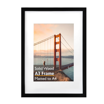 A3 Picture Frame Solid Wood Black Poster Frame Matted A4