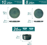 Starry Plates and Bowls Sets for 8, 24 Pieces Green Dinnerware SetsModern Stoneware Dishes Set