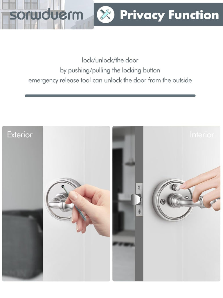 2 Pack Brushed Nickel Glass Door Lever Privacy Crystal Door Levers Satin Nickel Door Lever Interior Door Handle ,Zinc
