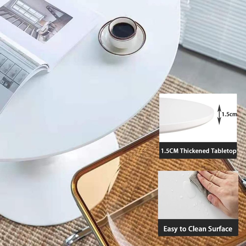 27.3" Tulip Dining Table, White, Perfect for 2-3 People, Mid-Century Modern Style, Round MDF Top with Sturdy Base