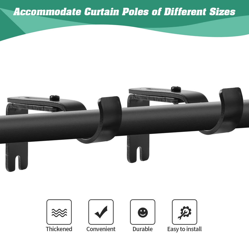 Adjustable Curtain Rod Brackets - Heavy Duty 1 Inch Curtain Rod Support (3 PCS, Black)