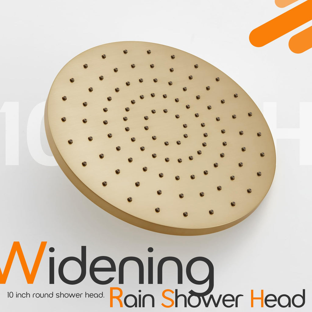 Rainhead Waterfall Shower Head 10-Inch Large Bathroom Overhead Fixed Showerhead High Pressure 2.5 GPM with Adjustable