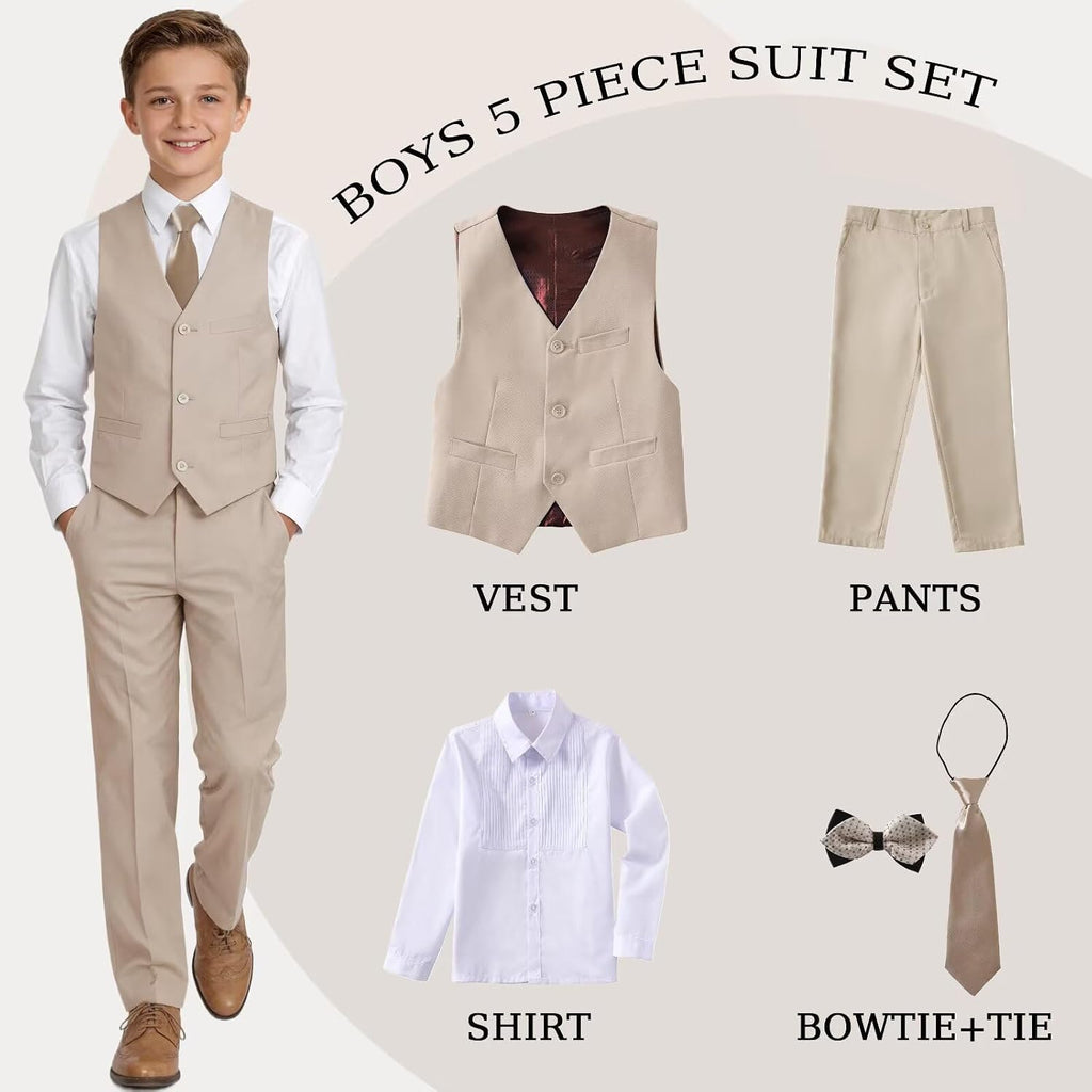 Boys Suits Kids Dress Vest Pants Set Ring Bearer Outfit 5