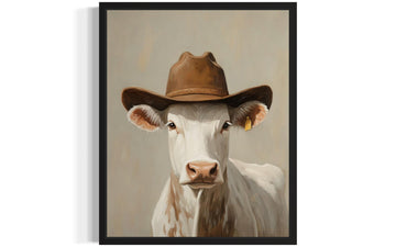 Silly Cow Cowboy Black Framed Art Print Poster Wall Art, Western Country Farmhouse Wild West Art Decor 58 (Silly Cow