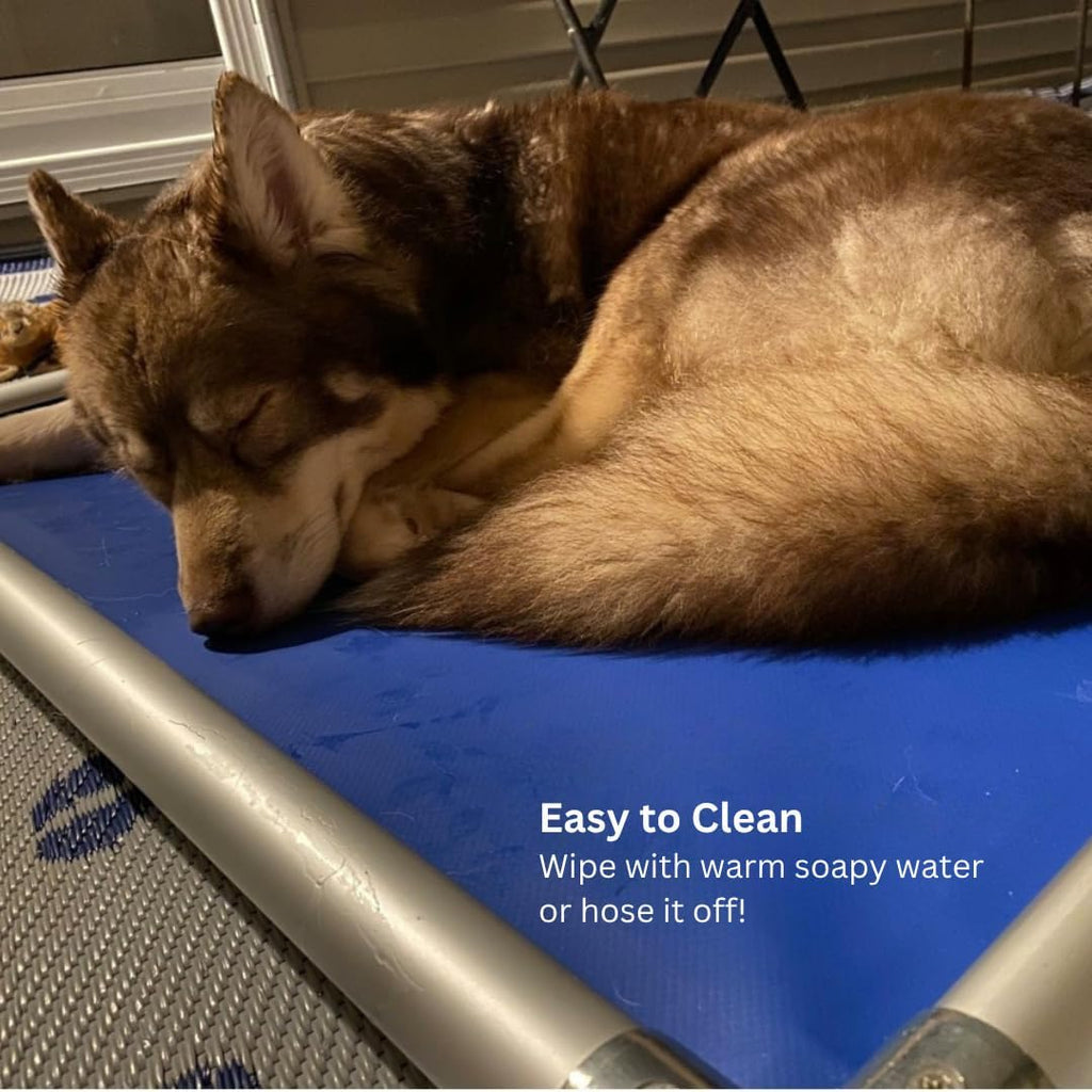 Chewproof Elevated Dog Bed - Silver Aluminum - - Heavy Duty Vinyl - Smoke