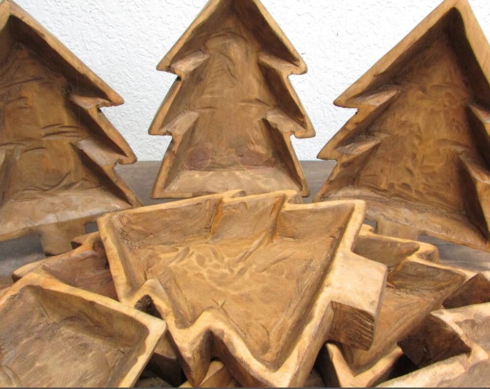 5-Pack Farmhouse Tree Wood Rustic Handmade Dough Bowls 9 x 13 x 1.5 inches - Candle Pour - Candle Fill - Gifts for