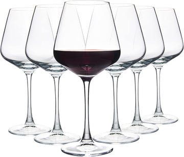 Wine Glasses (Set of 6, 20 Oz), Large Clear Burgundy Wine Glasses for Red Wine, Smooth Rim, Dishwasher Safe