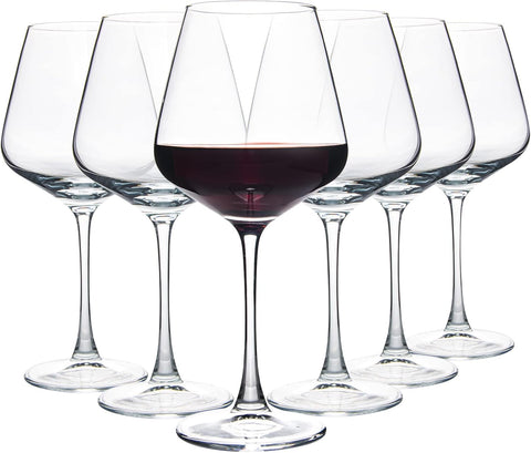 Wine Glasses (Set of 6, 20 Oz), Large Clear Burgundy Wine Glasses for Red Wine, Smooth Rim, Dishwasher Safe