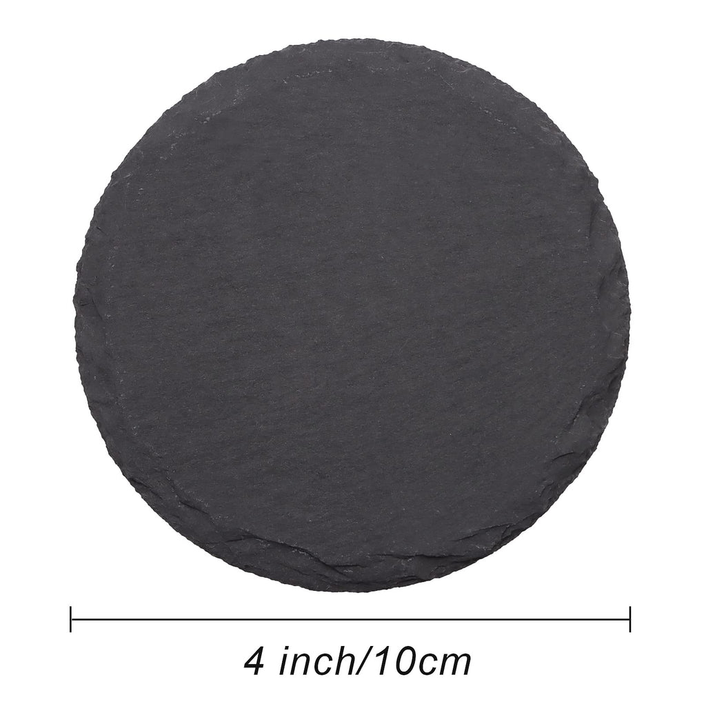 24 Pack 4 Inch Round Black Slate Coasters Set with Storage Holder