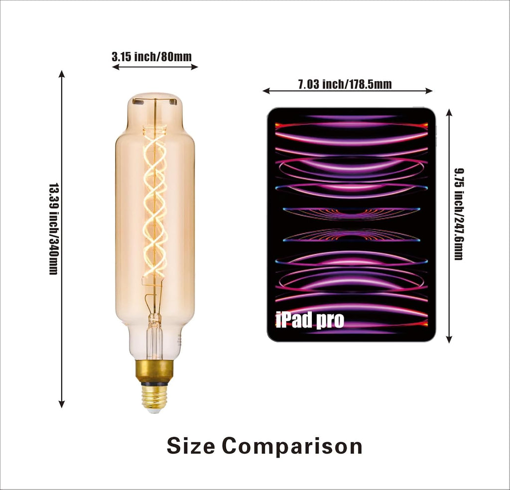 TT80 Large LED Edison Light Bulbs Dimmable 8W 450lm E26 2200K, 1PC