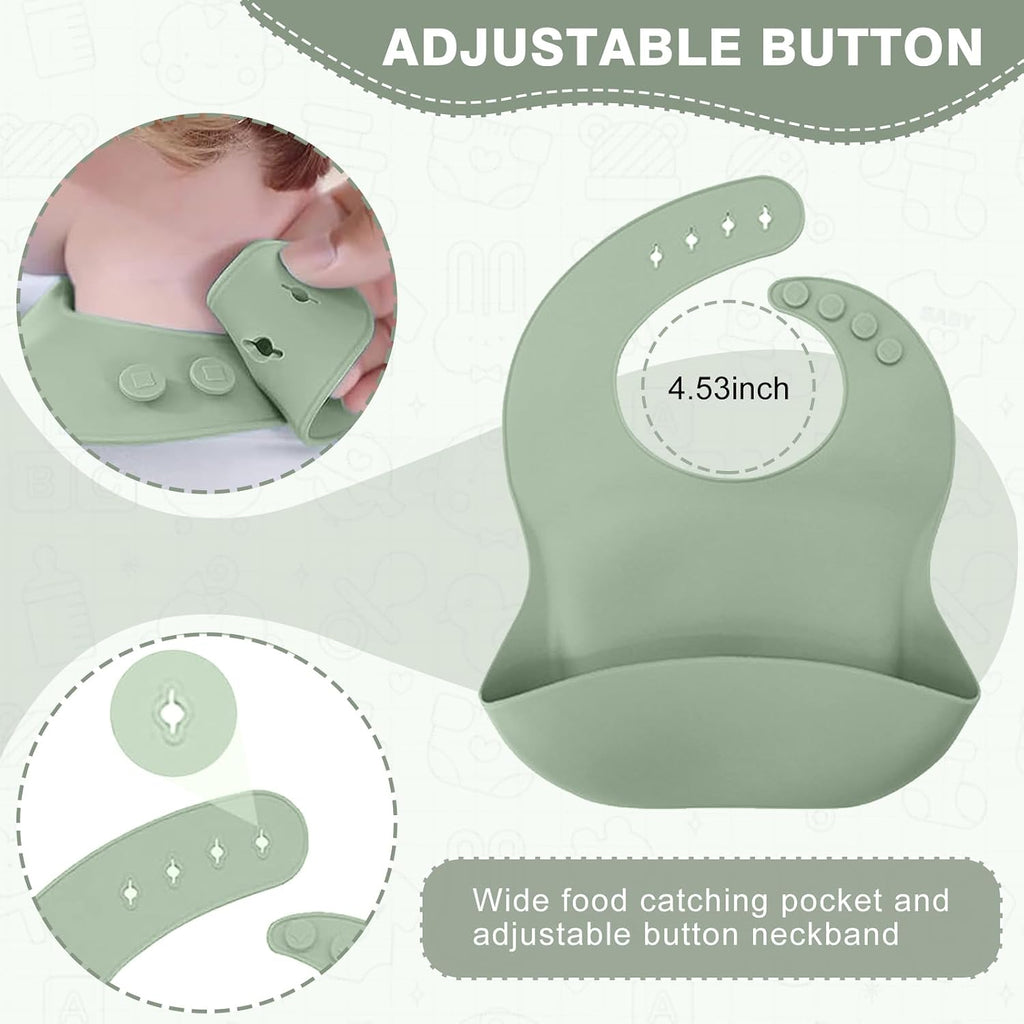 Feeding Set, Toddler Feeding Set 12 Pcs, Suction Bowl and Baby Plate, Silicone Bib,Spoon,Fork & Sippy Cup,BPA Free