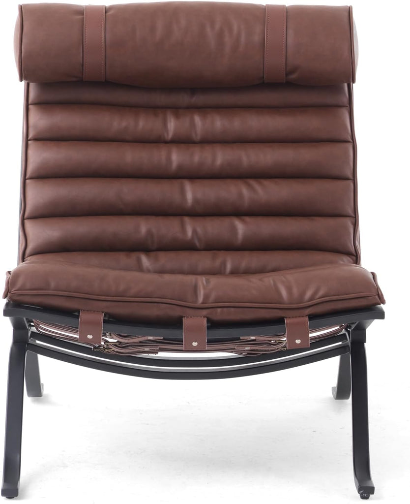Imitation Leather Upholstered Armless Chair Modern Design Luxury Lounge Chair (Dark Brown) - Set of 30