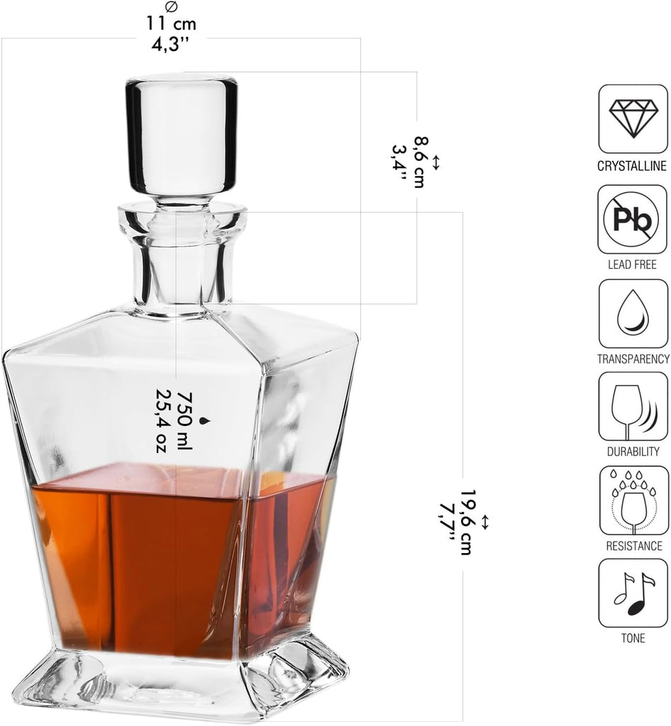 Whiskey Decanter with Lid, 25.4 oz, Caro Collection