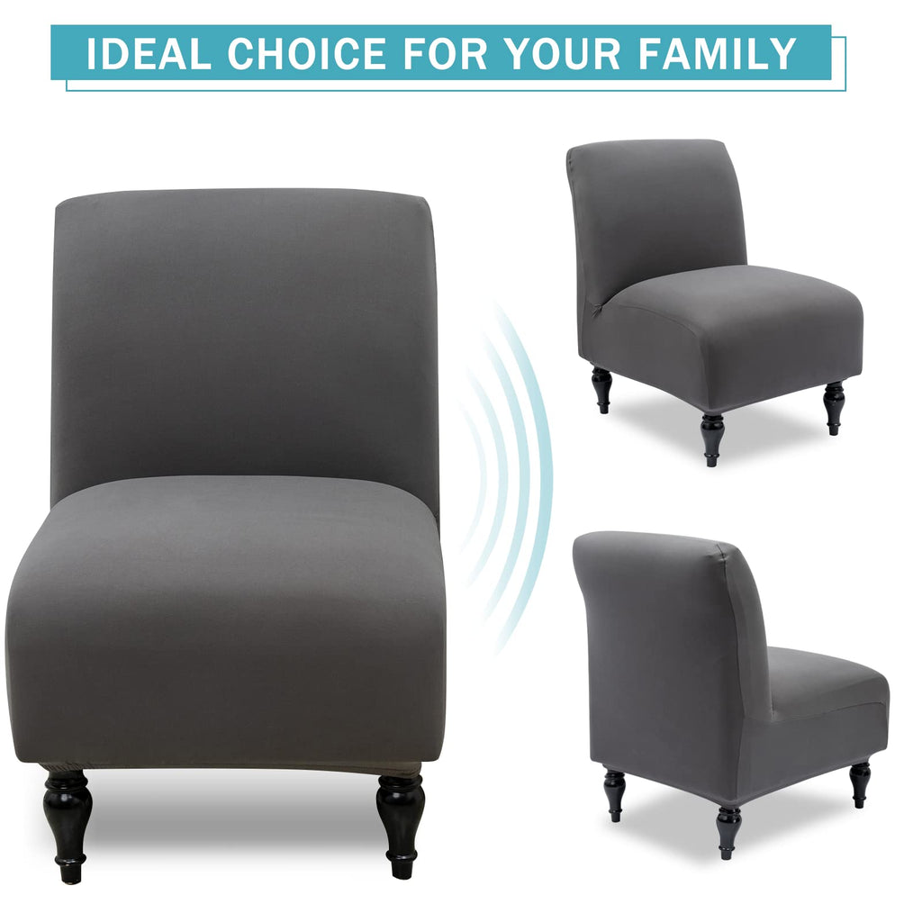 Armless Accent Slipper Chair Cover Slipcover, Stretch Spandex Removable Non-Slip Silp Cover for Accent Chair Without