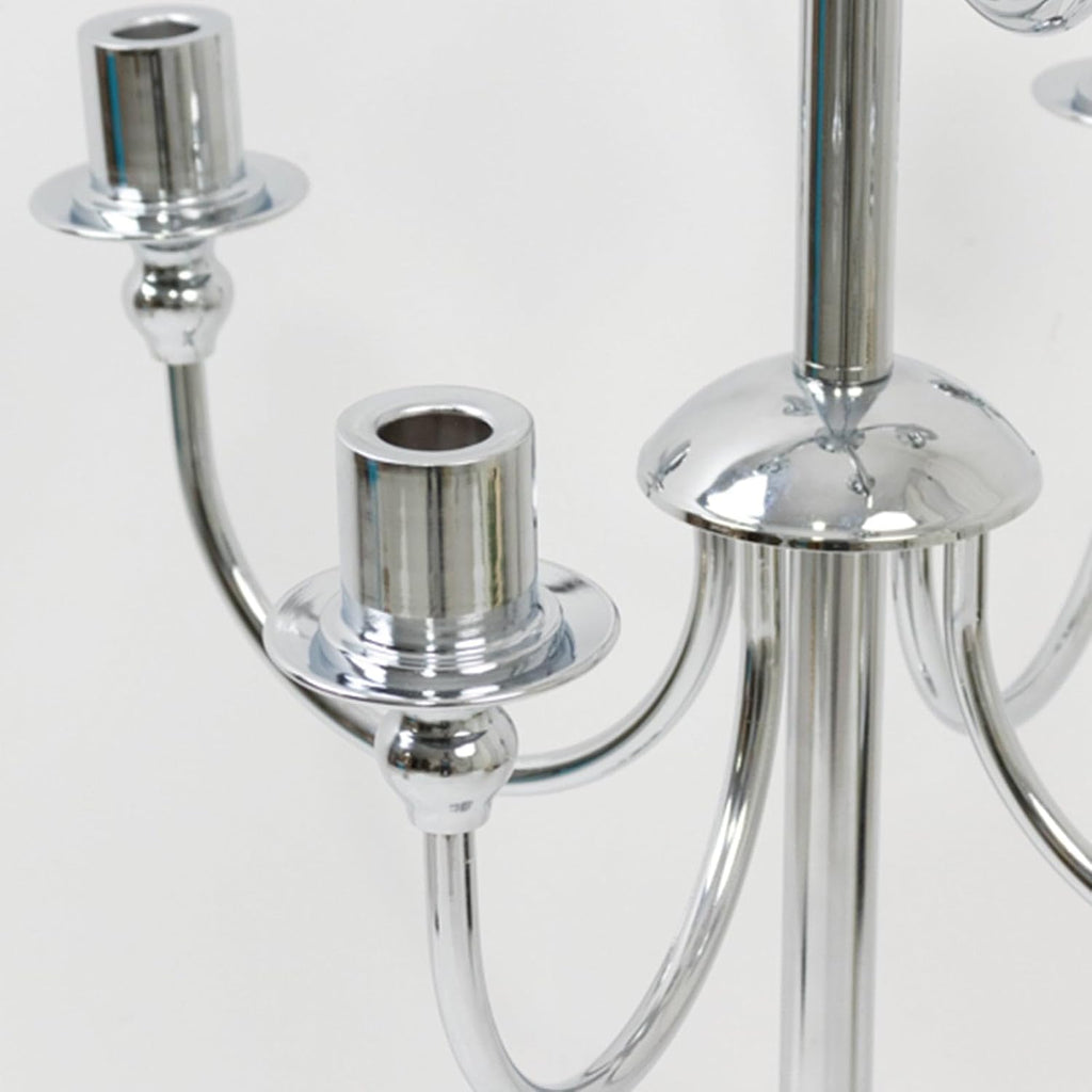 9-Arm Silver Metal Floor Candelabra Candle Holder, Vintage Classic Taper Candlestick Stand for Wedding, Party and
