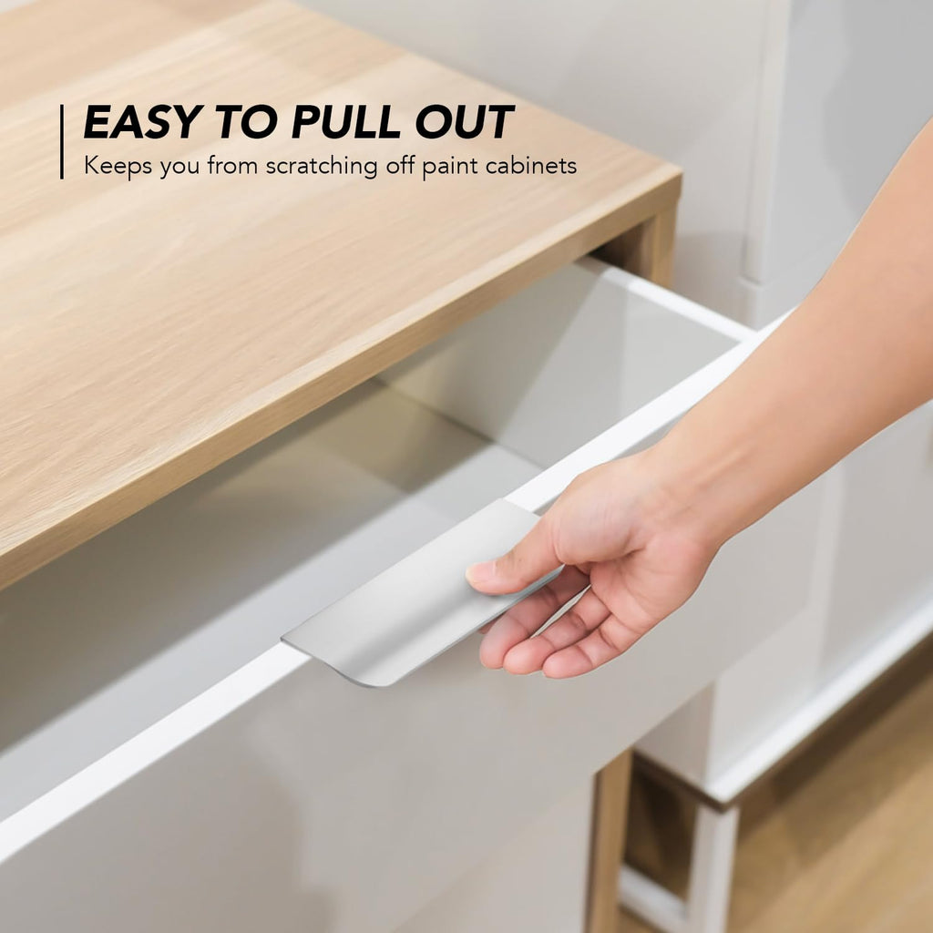 Brushed Nickel Cabinet Handles Finger Edge Pulls 4 Inch CC 6 Pack