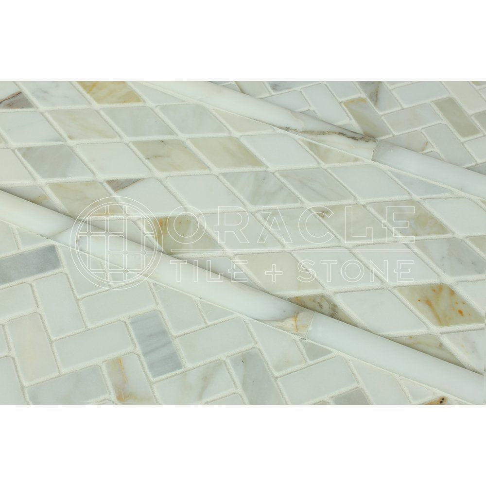 Calacatta Gold (Italian Calcutta) Marble Mini Herringbone Mosaic Tile, Polished