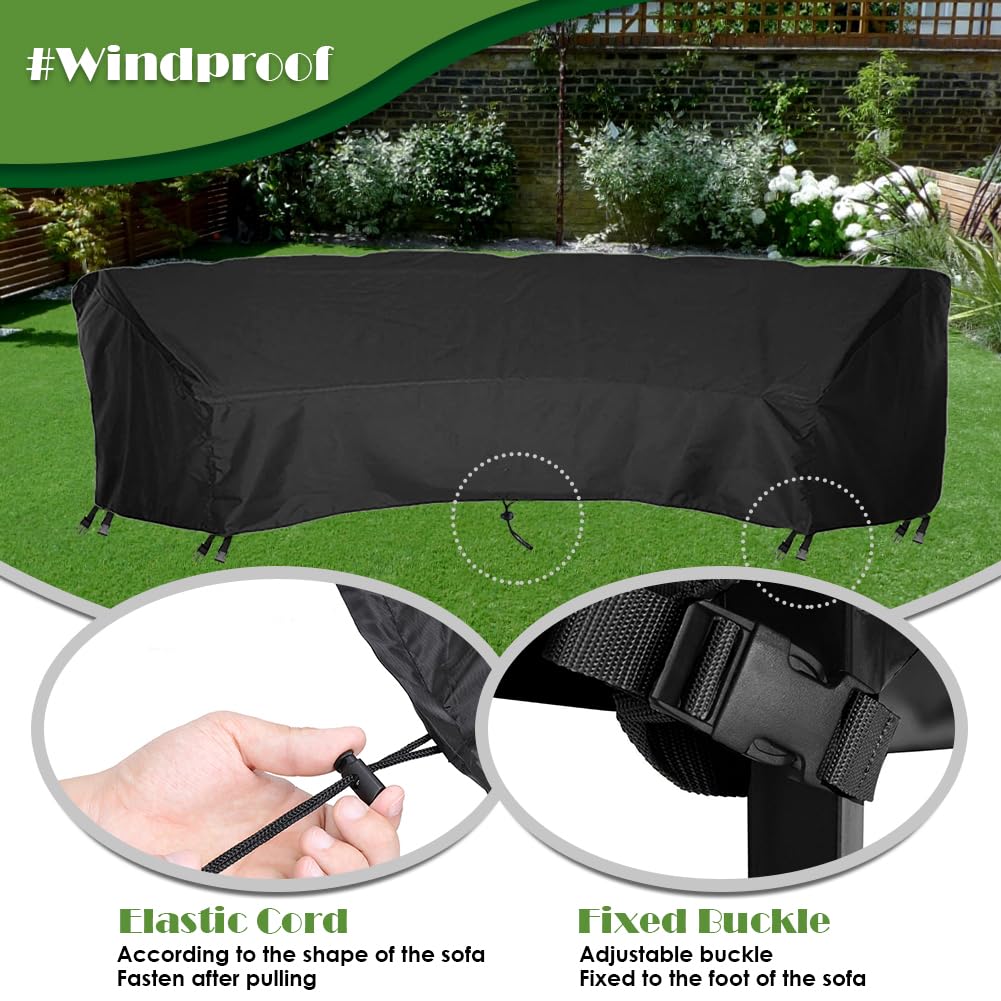 Curved Sofa Cover Outdoor Patio Furniture Cover Couch Sectional Protector Waterproof Half Moon Sofa Set Cover with