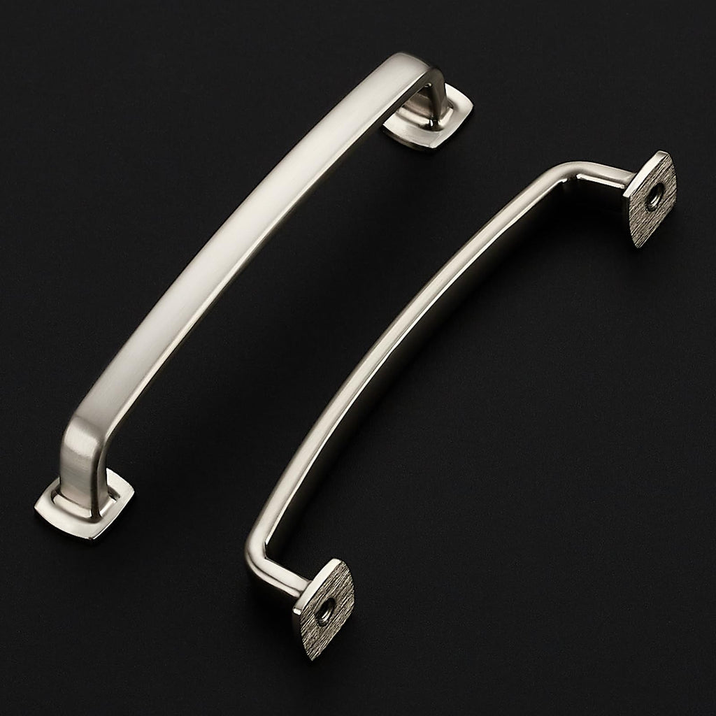 5 Pack Brushed Nickel Cabinet Handles, 5" Hole Center Arch Drawer Pulls