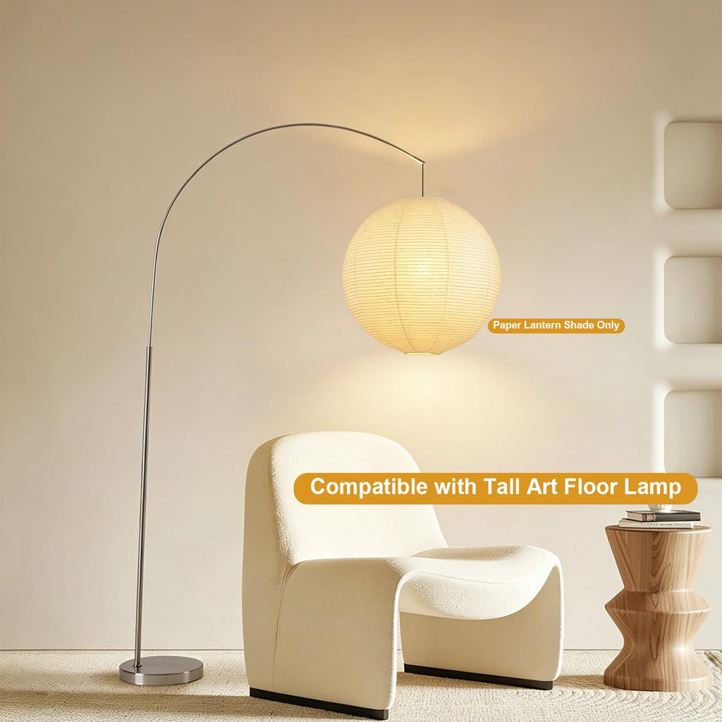 Inspired Noguchi Style Large Paper Lantern Lamp Shade, 23.6in White Round Lampshade Only