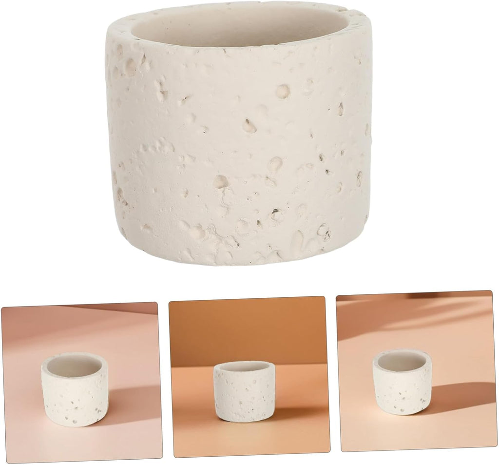Concrete Match Holder Jar for Fireplace Candles - Minimalist Cement Matchstick Storage Container - Modern Tabletop