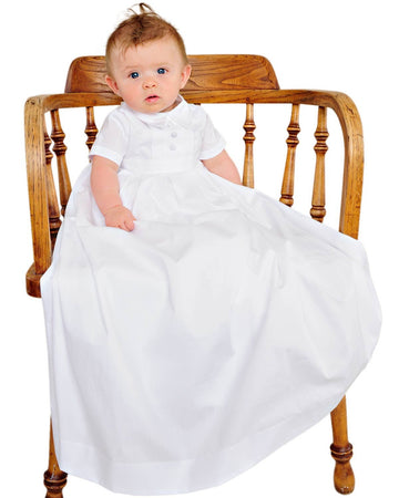 Caleb Boys 3-Piece 100% Cotton White Christening Baptism Gown
