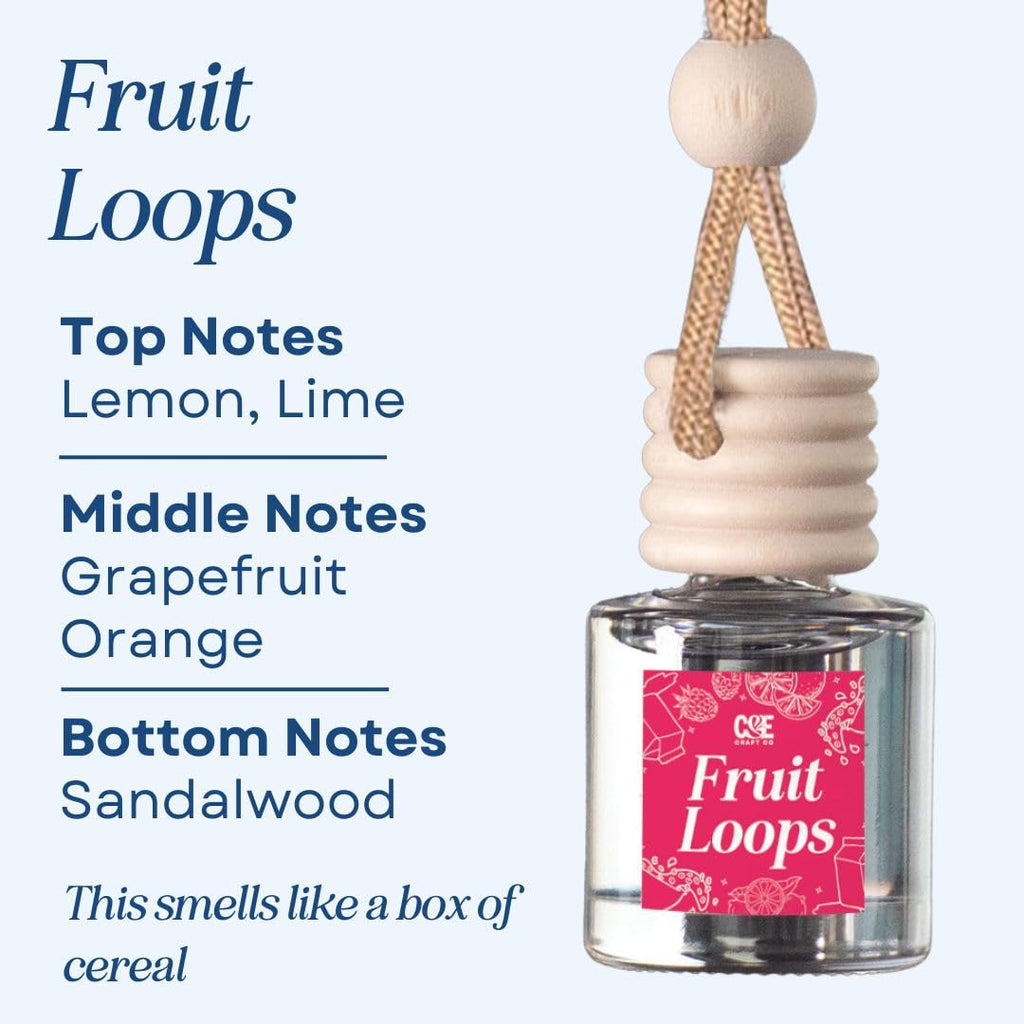 Car Air Freshener Diffuser, Fruit Loops, 2 Pack Air Deodorizer for Essential Oils, Long Lasting Car Diffuser Bottle