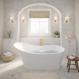 Tuasavi Series 68 in. x 29 in. Flat Bottom Solid Surface Freestanding Soaking Bathtub with Center Drain in Matte White
