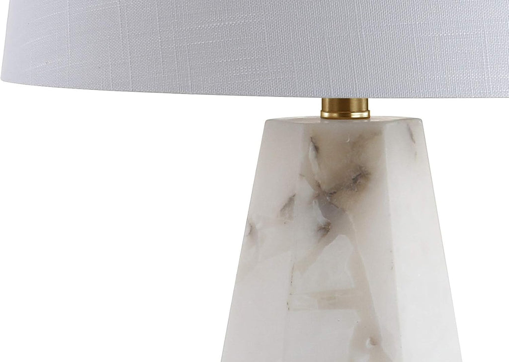 25.5" Natural/Black Modern Table Lamp, White Linen Shade, Contemporary Bedside Nightstand Lamp