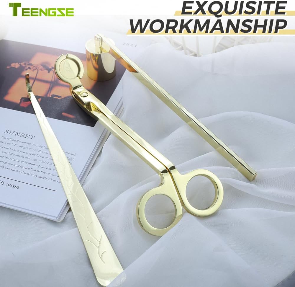 3 in 1 Gold Candle Tool Kit, Wick Trimmer Snuffer Wick Dipper