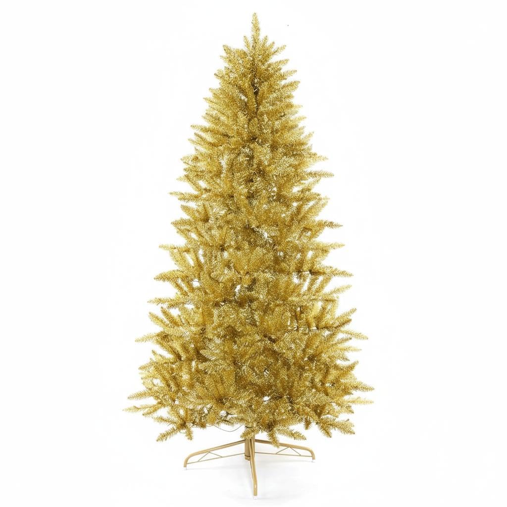 5 Ft Prelit Gold Tinsel Christmas Tree, White LED Lights