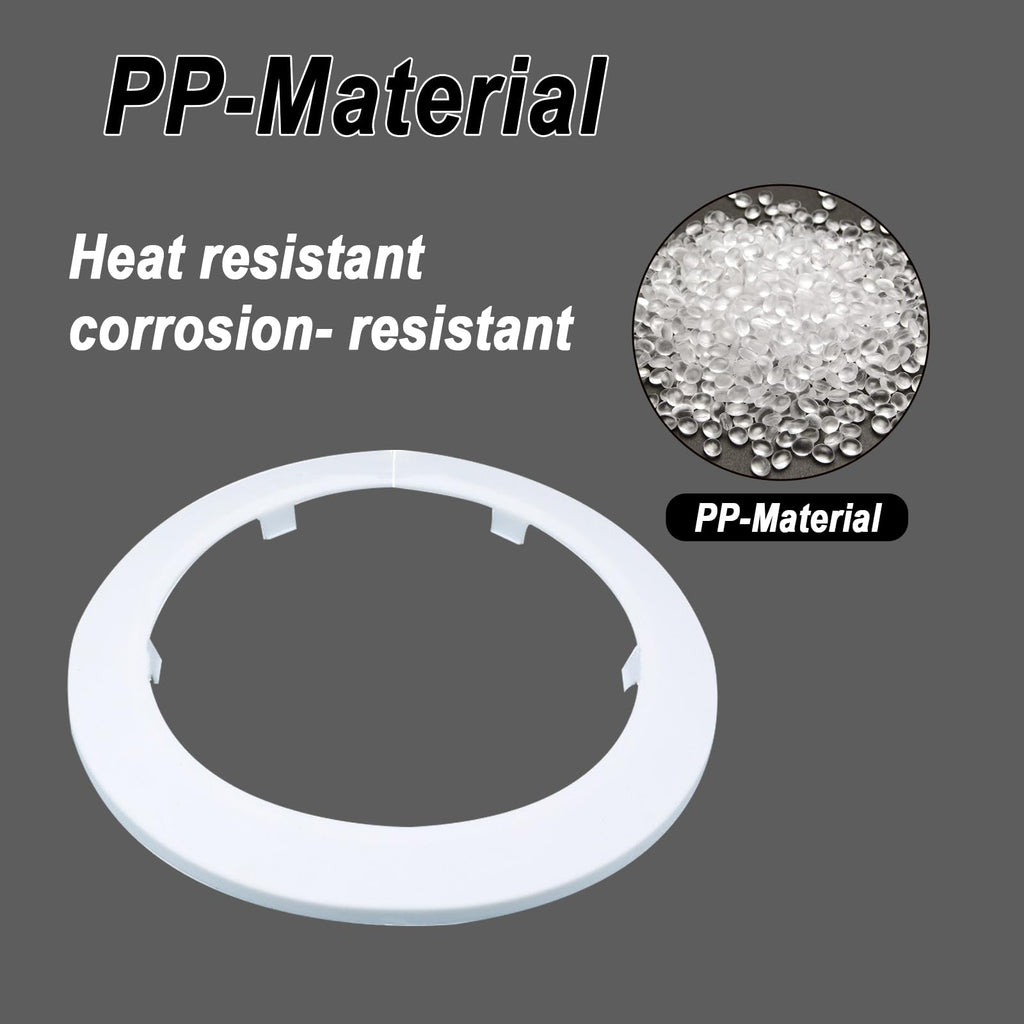 160mm Pipe Cover Decoration; Fit 6.29" Outer Diameter Pipe/Hole; White PP Plastic Escutcheon Collar; Snap-on Water