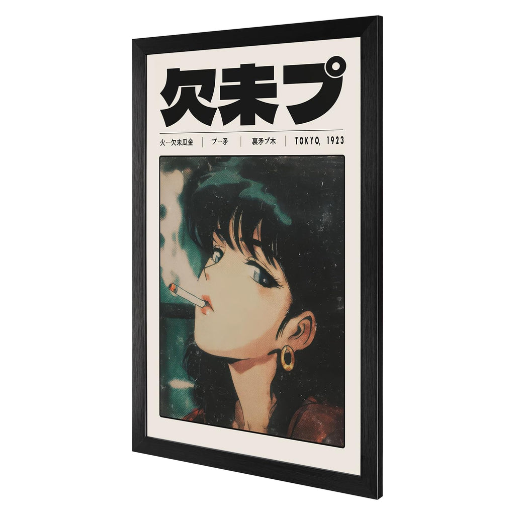 Vintage Japanese Manga Wall Retro Smoking Girl Poster 1923 Tokyo Nostalgic Style Portrait Artwork Prints Painting