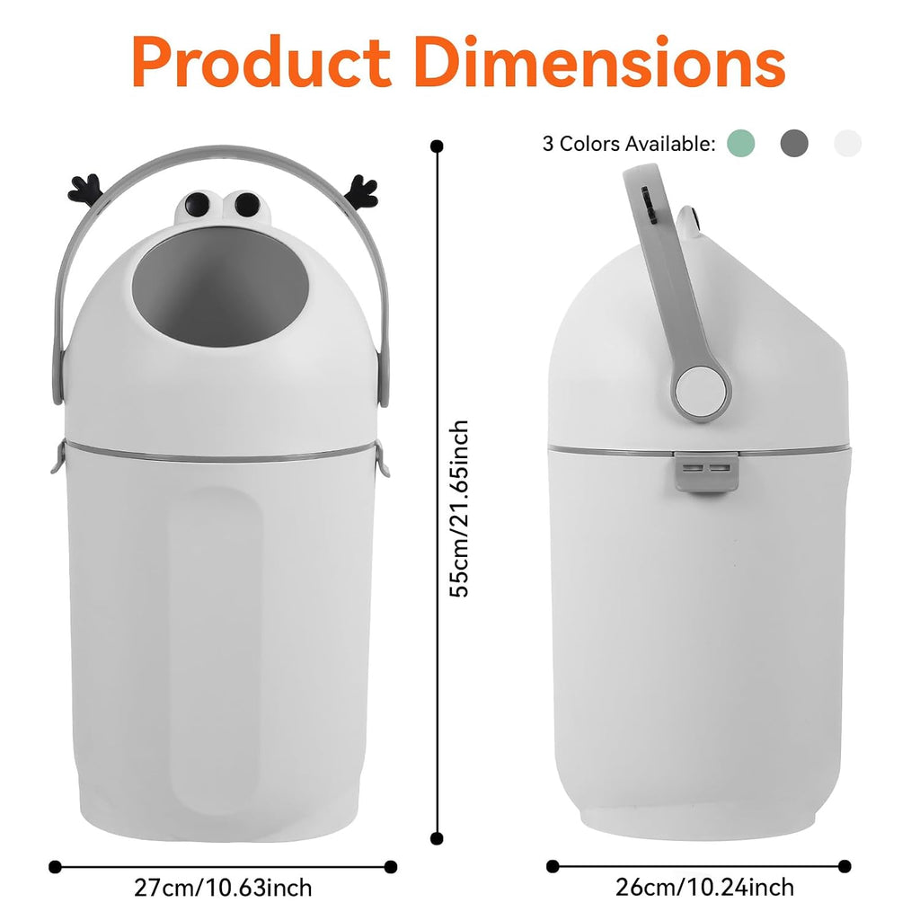 15L Baby Diaper Pail Odor Locking with Airtight Lid & Child Safe Lock, Grey