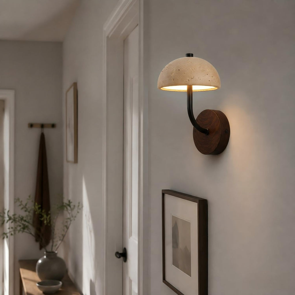Wabi Sabi Yellow Travertine Wall Sconce Natural Stone Wall Lamp