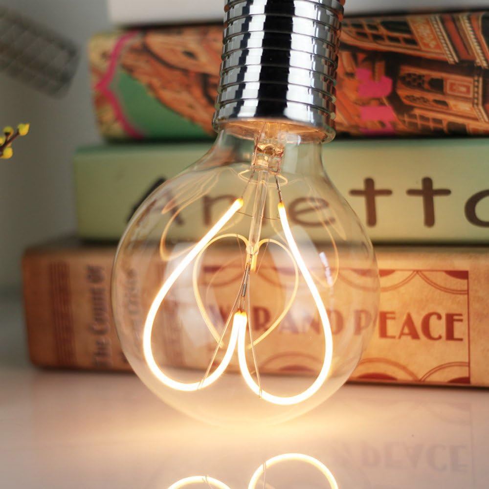 Edison Bulb Led Bulb Vintage 4W Dimmable 110-130V 2000Kelvin Super Yellow Warm Decorative Light Bulb (G30 Heart