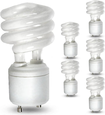Mini Spiral Compact Fluorescent Light Bulb 23W 6500K GU24 6 Pack