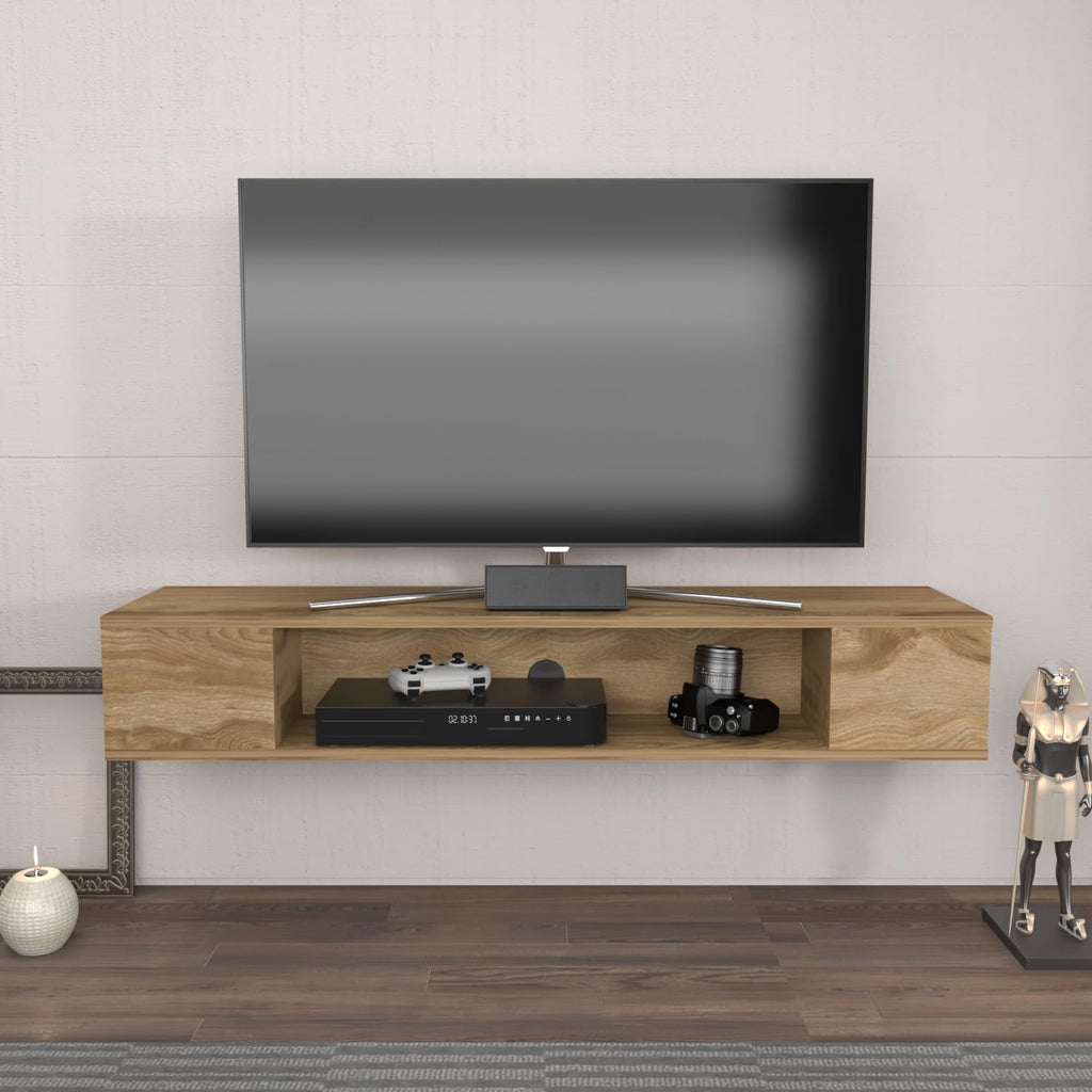 Peti Floating Cabinet Wall Mounted TV Stand Media Console Shelf (Oud Oak)