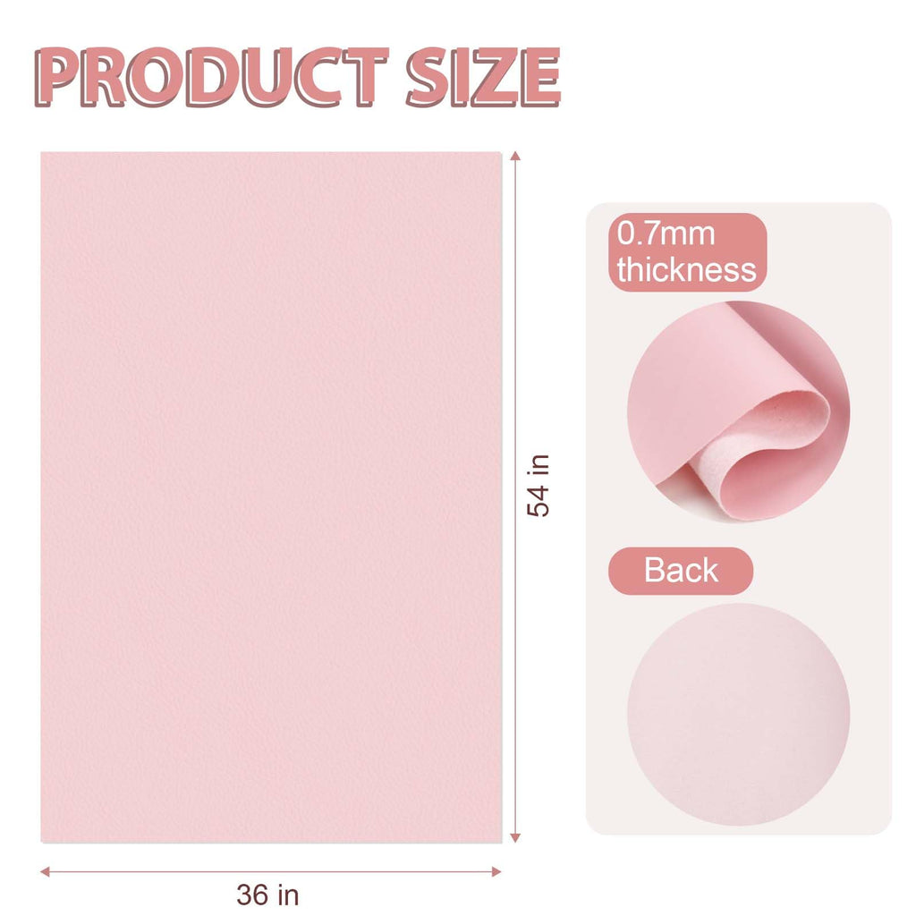 Faux Leather Fabric Smooth Solid 54" x 36" (Pink)