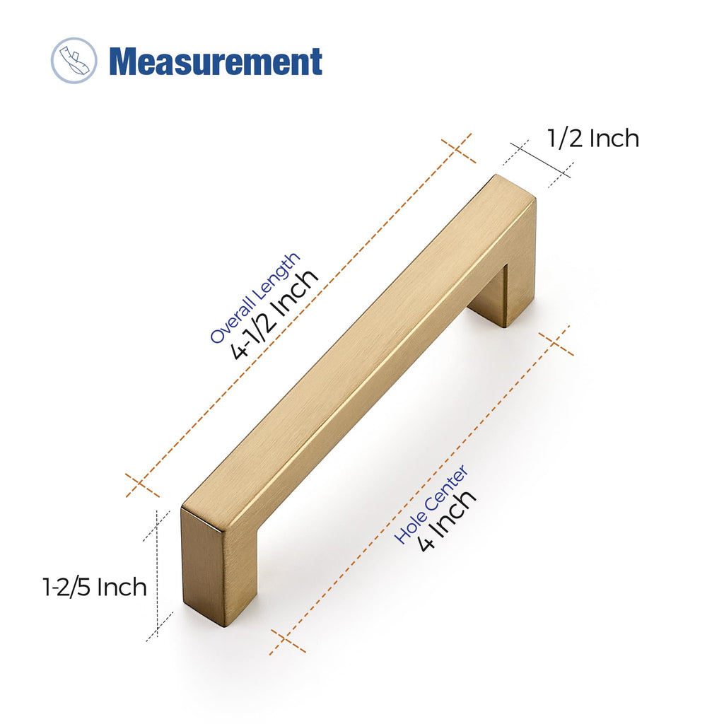 Champagne Bronze Square Pulls Cabinet Handles,4 Inch,20 Pack