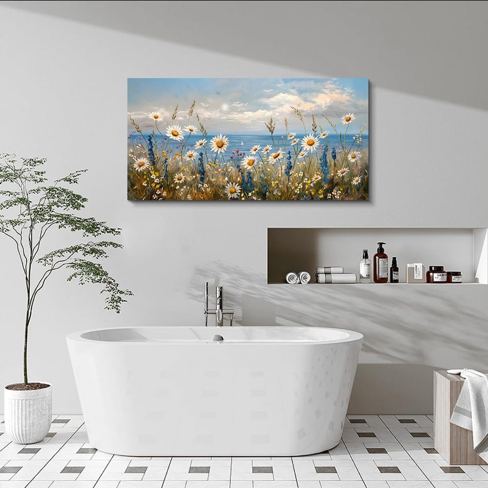 Blue Ocean Canvas Wall Art Wall Decor Bathroom Decoration Abstract Natural Seascape Painting Modern Office