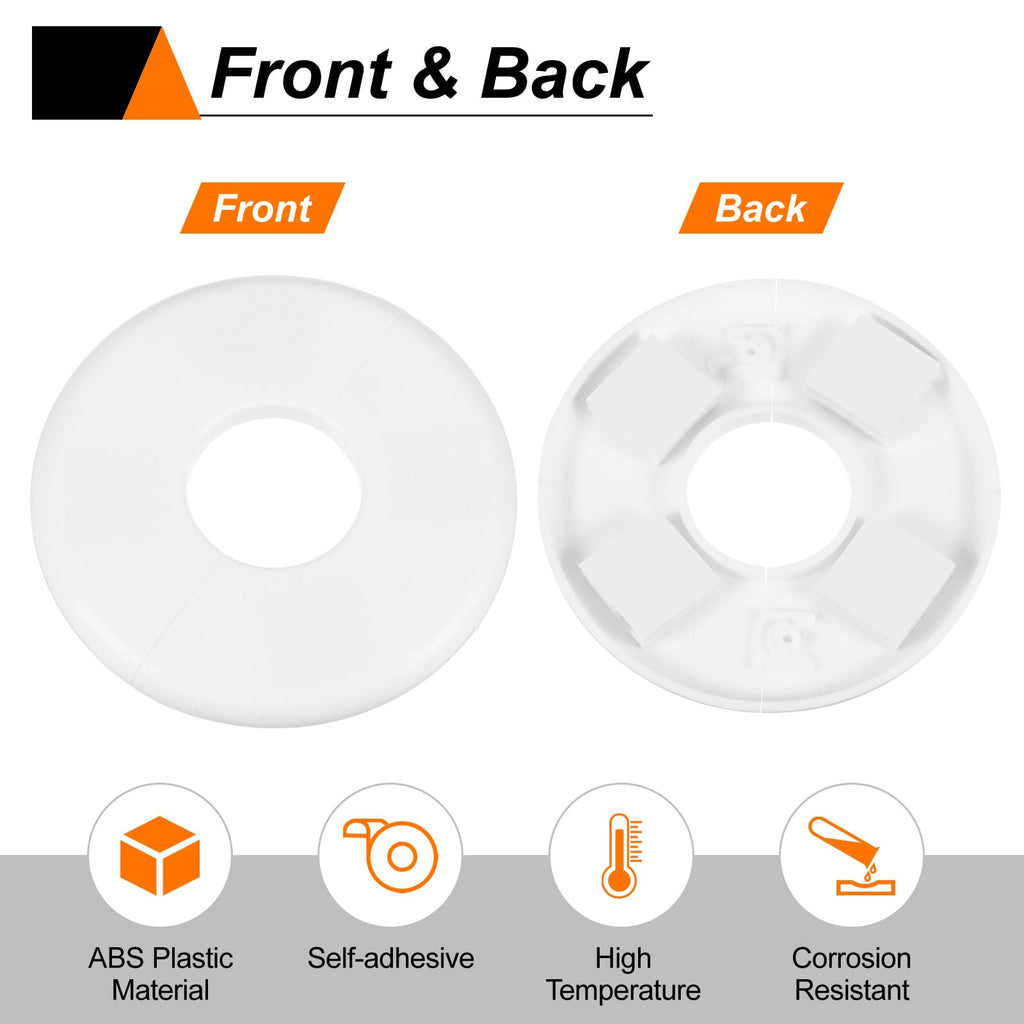 2pcs Wall Split Flange 51mm/2" Self-Adhesive Plumbing Cover Plates ABS Plastic Round Escutcheon Plate Buckle Design