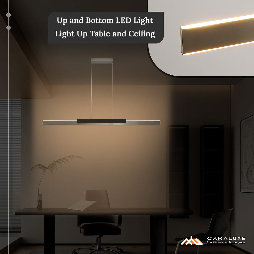 LED Linear Pendant Light 57in Brushed Nickel Island Light Dimmable