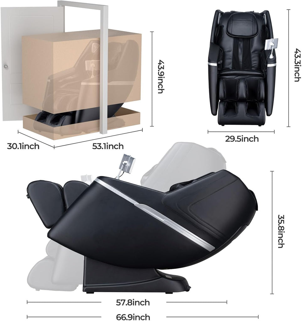 Massage Chair, Zero Gravity SL-Track 4D Shiatsu Massaging Chairs, Auto Body Scan, Foot Rollers, 12+6 Modes, Heat