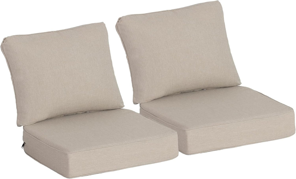 24x24 Inch Outdoor Deep Seat Cushions Set of 2, Curved Back Cover Only, Flat Thick High-Density Foam