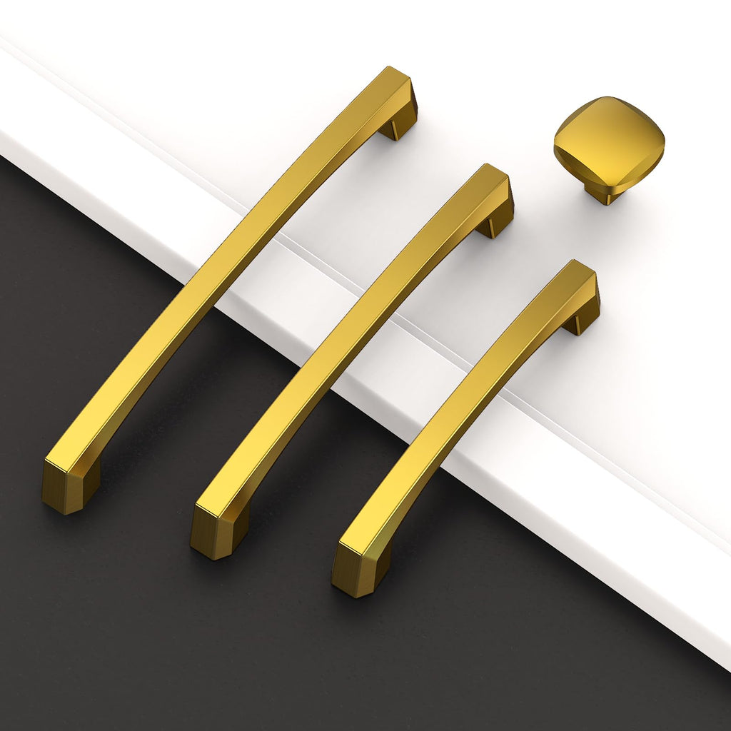 10 Pack 3 inch Vibrant Brushed Moderne Brass Cabinet Pulls