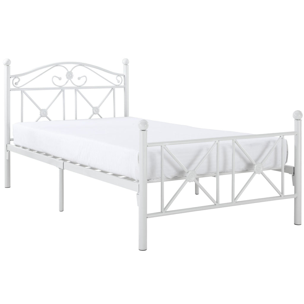 Cottage Modern Farmhouse Metal Twin Platform Bed in White