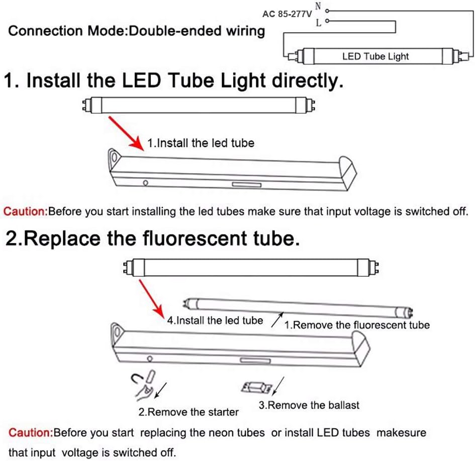 T8 4FT 48" 28W LED Tube Light, 6000K Cool White, Dual-Row LED Fluorescent Bulbs,Clear Cover, G13 Base Two Pins